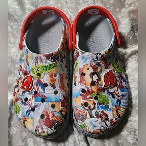 Marvel Superhero Comic Print Clogs with Red Highlights, Junior Size 5
